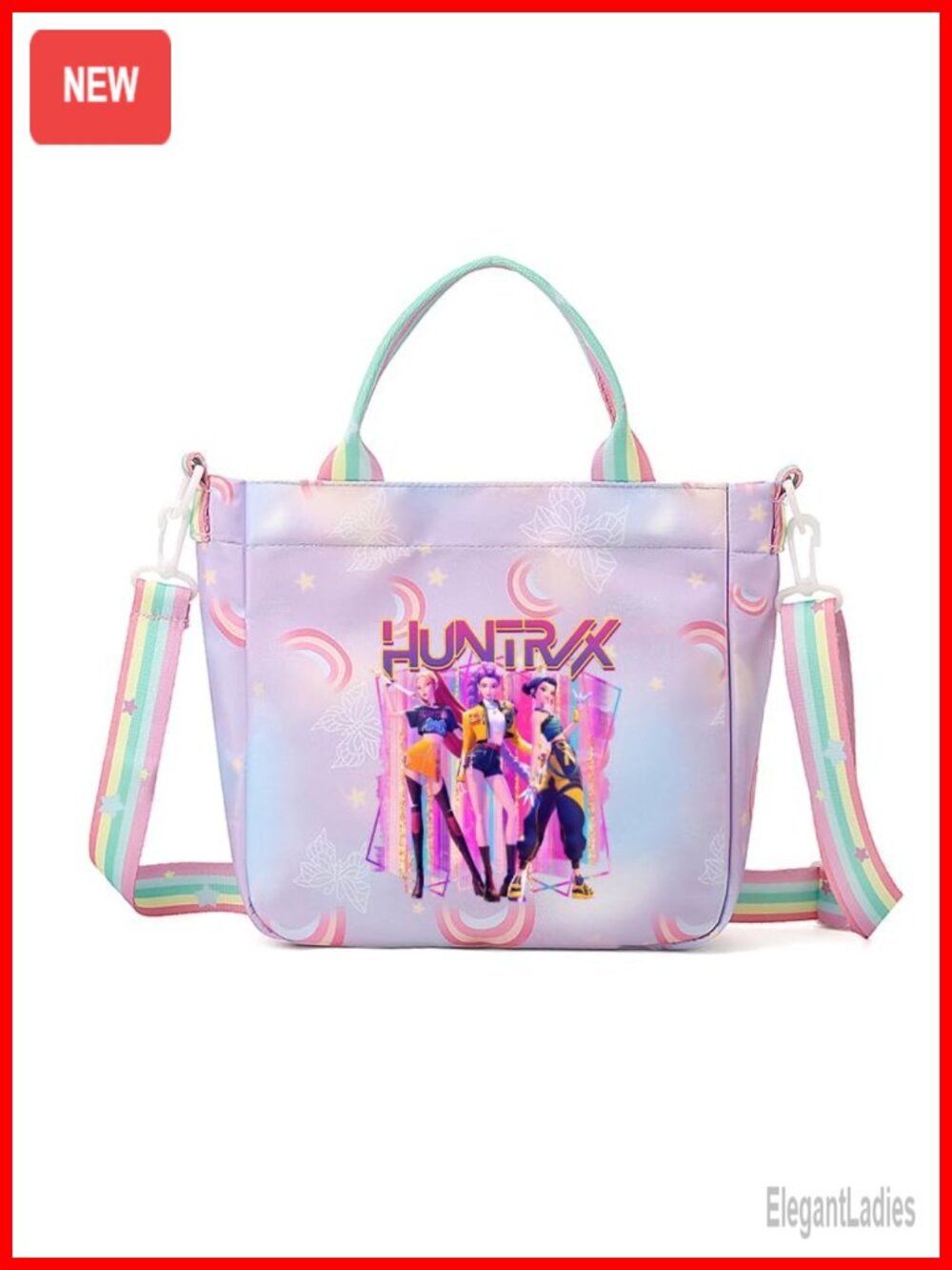 Nylon Crossbody Bag Cartoon Pattern Satchel Detachable Strap